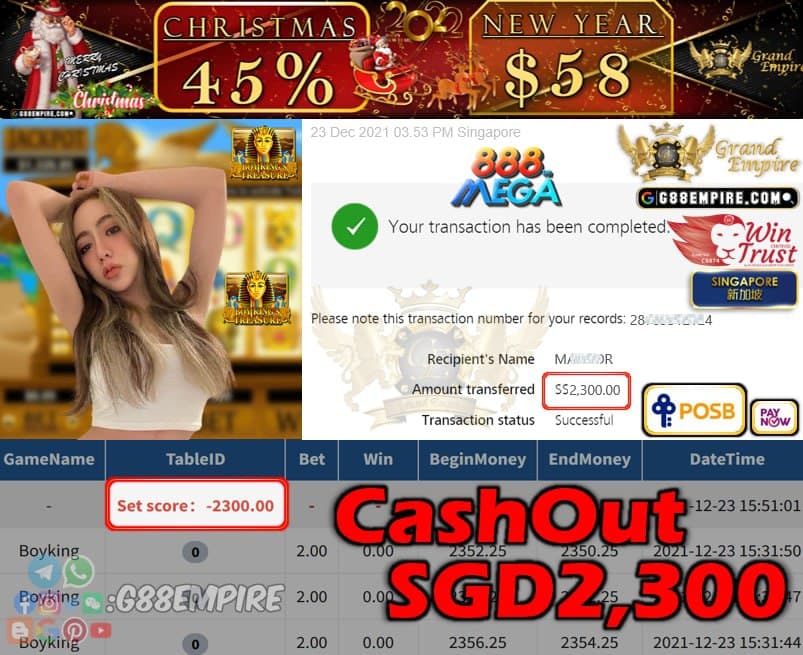 MEGA888 - BOYKING CASHOUT SGD2300 !!!