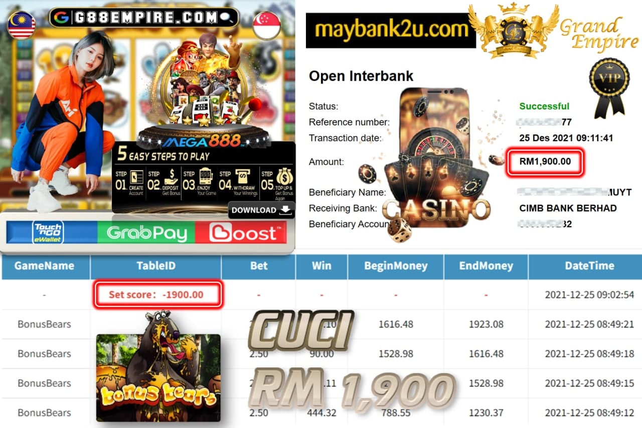 MEGA888 - BONUSBEARS CUCI RM1,900 !!!