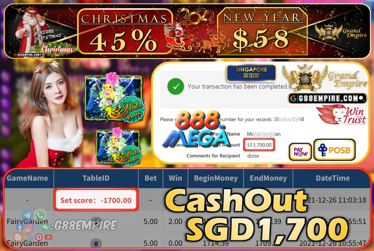 MEGA888 - FAIRYGARDEN CASHOUT SGD1700 !!!