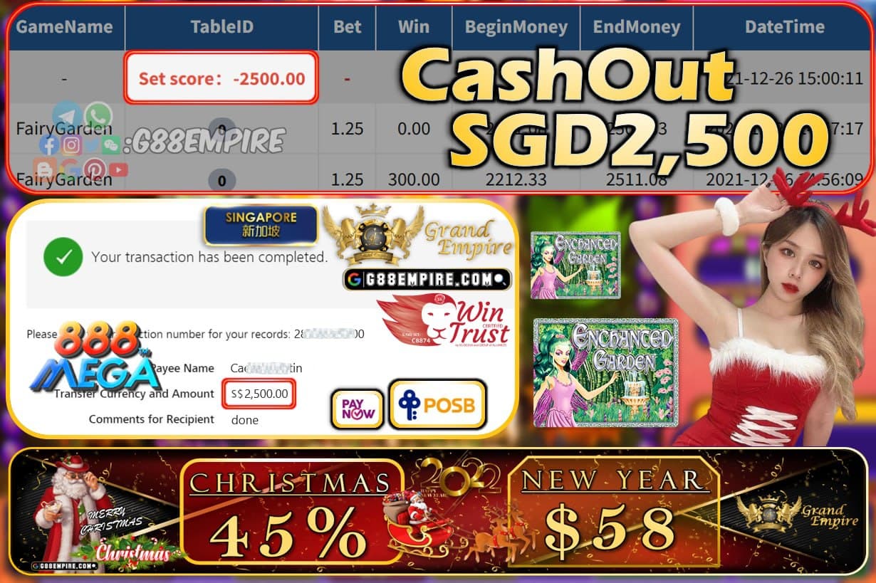 MEGA888 - FAIRYGARDEN CASHOUT SGD2500 !!!