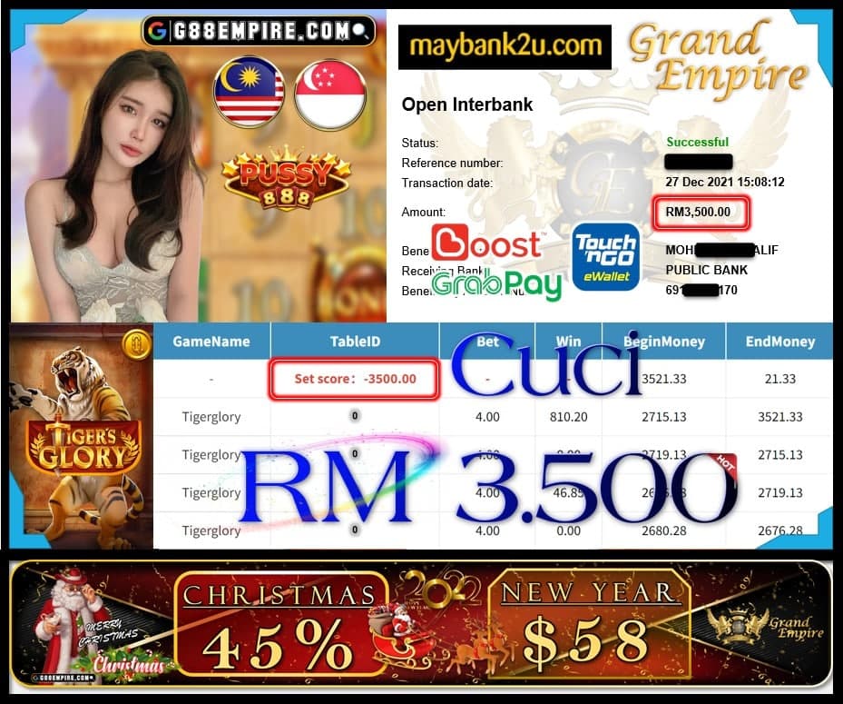 PUSSY888 - TIGERGLORY CUCI RM3,500 !!!