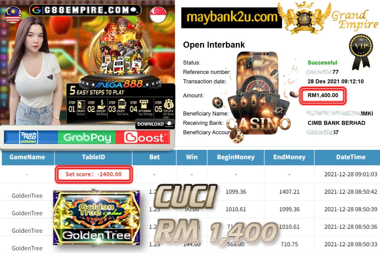 MEGA888 - GOLDENTREE CUCI RM1,400 !!!