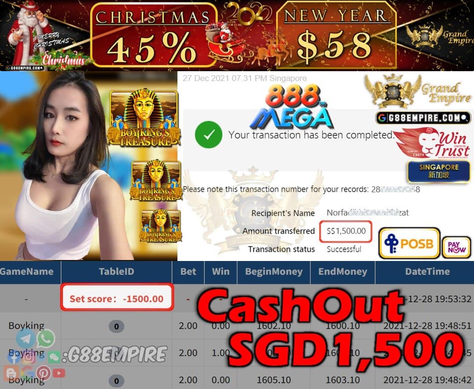 MEGA888 - BOXING CASHOUT SGD1500 !!!