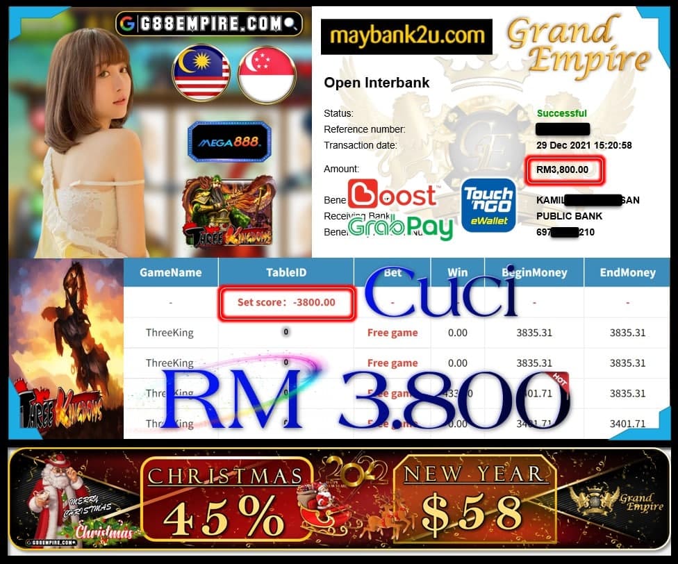 MEGA888 - THREEKINGDOMS CUCI RM3,800 !!!