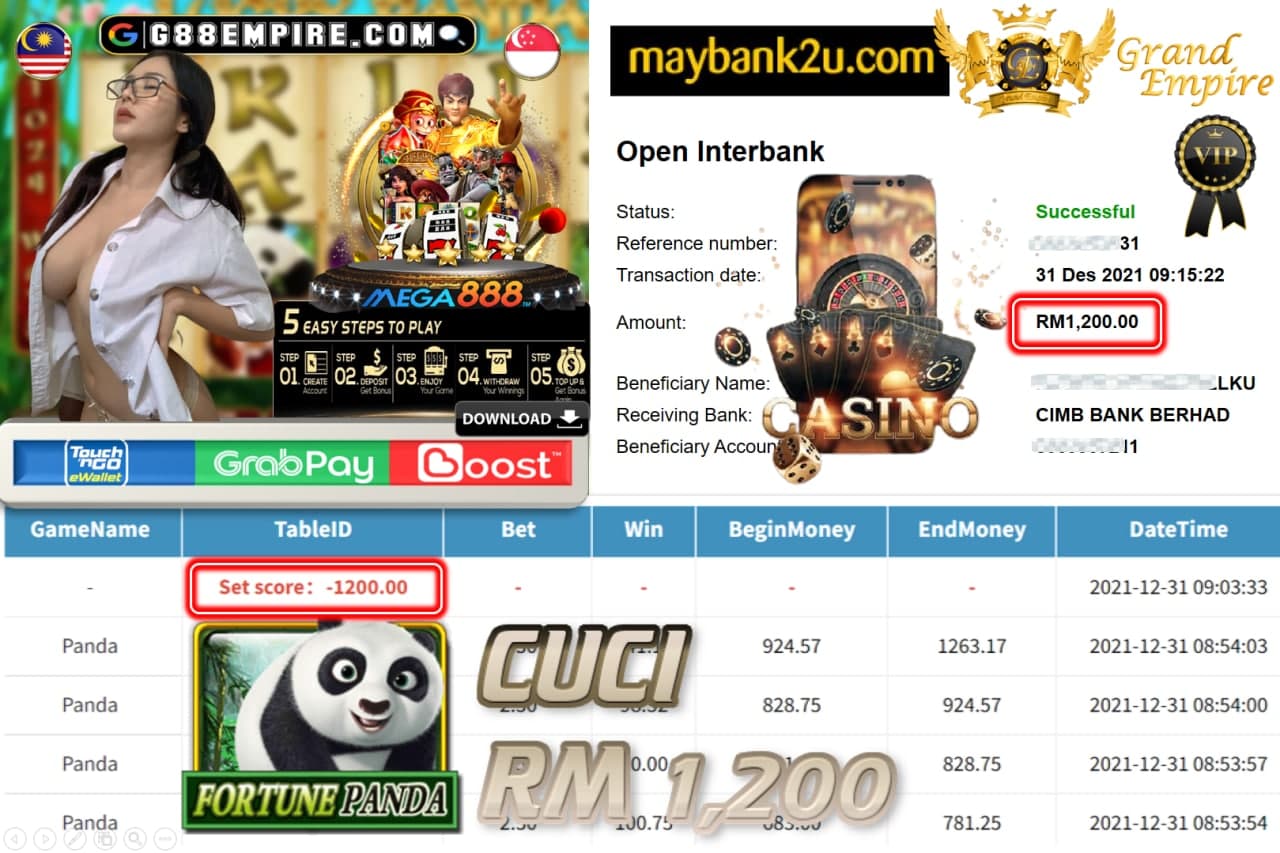 MEGA888 - PANDA CUCI RM1,200 !!!