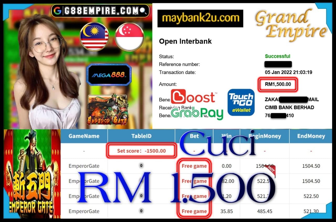 MEGA888 - EMPRORGATE CUCI RM1,500 !!!