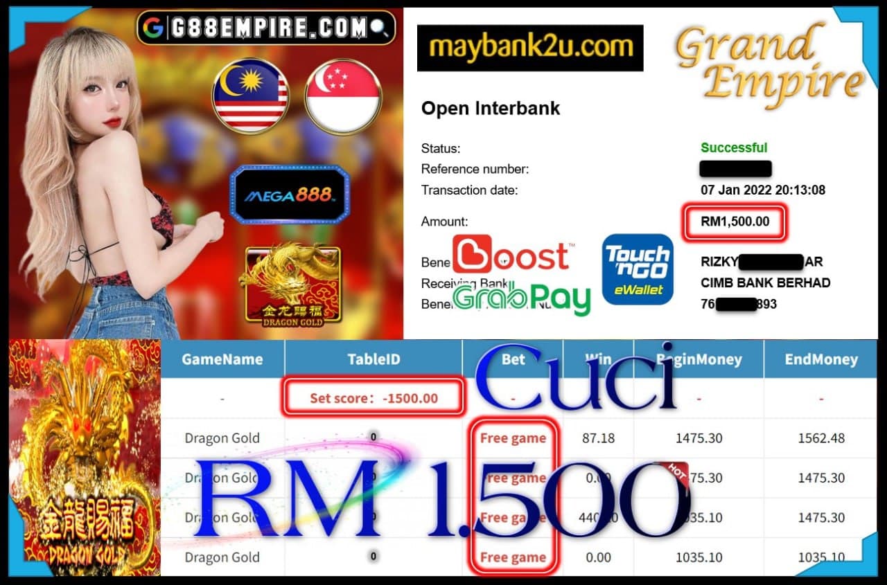 MEGA888 - DRAGONGOLD CUCI RM1,500 !!!