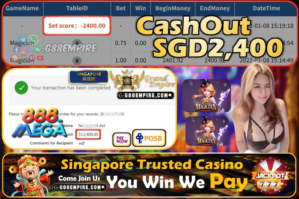 MEGA888 - MAGICIAN CASHOUT SGD2400 !!!