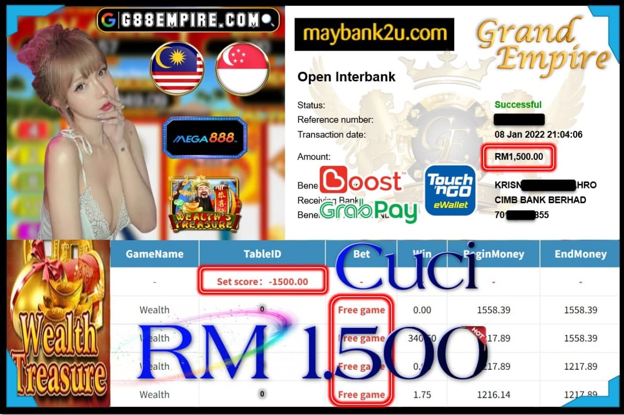 MEGA888 - WEALTH TREASURE CUCI RM1,500 !!!