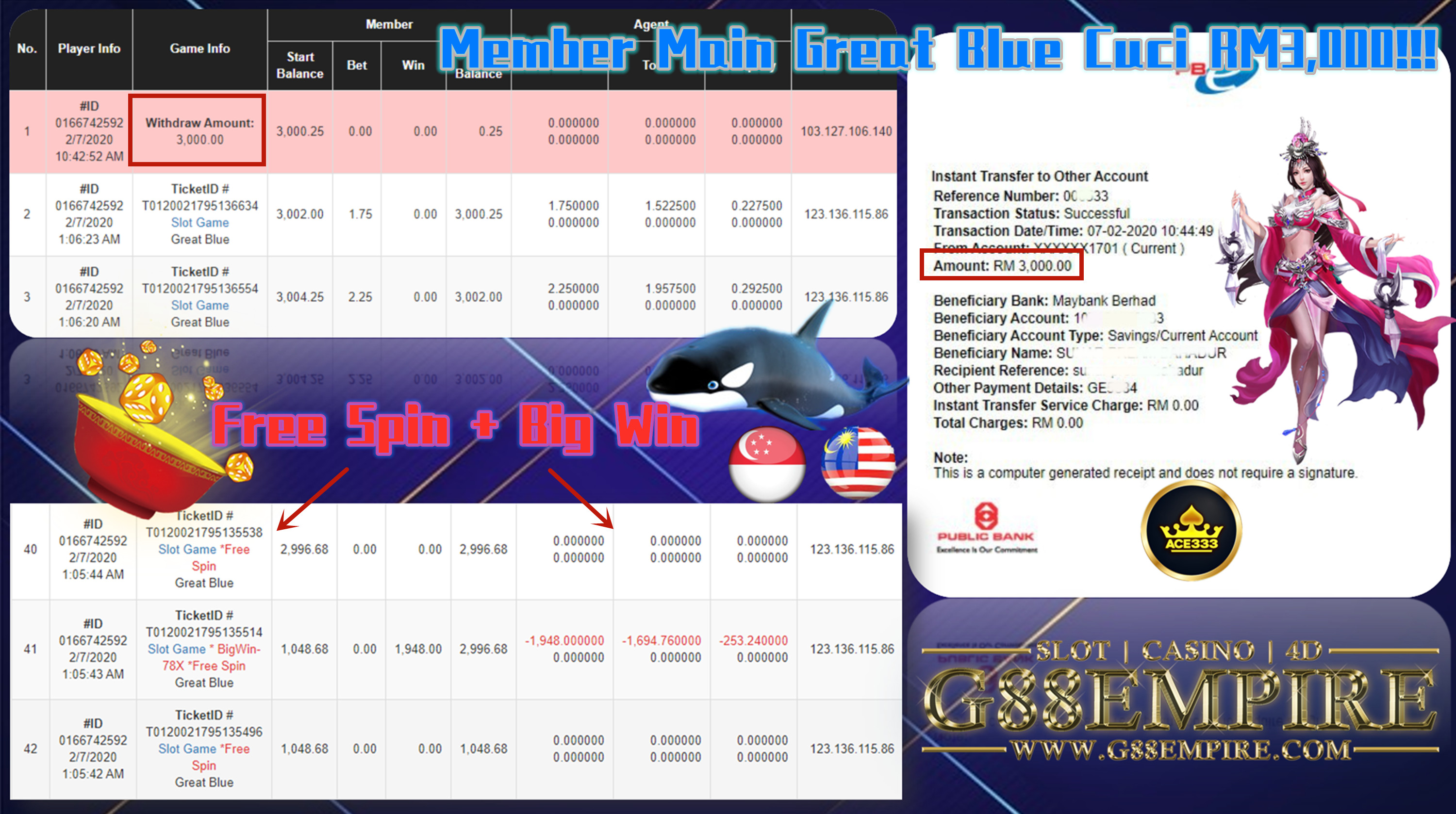 MEMBER MAIN GREAT BLURE CUCI RM3,000!!!