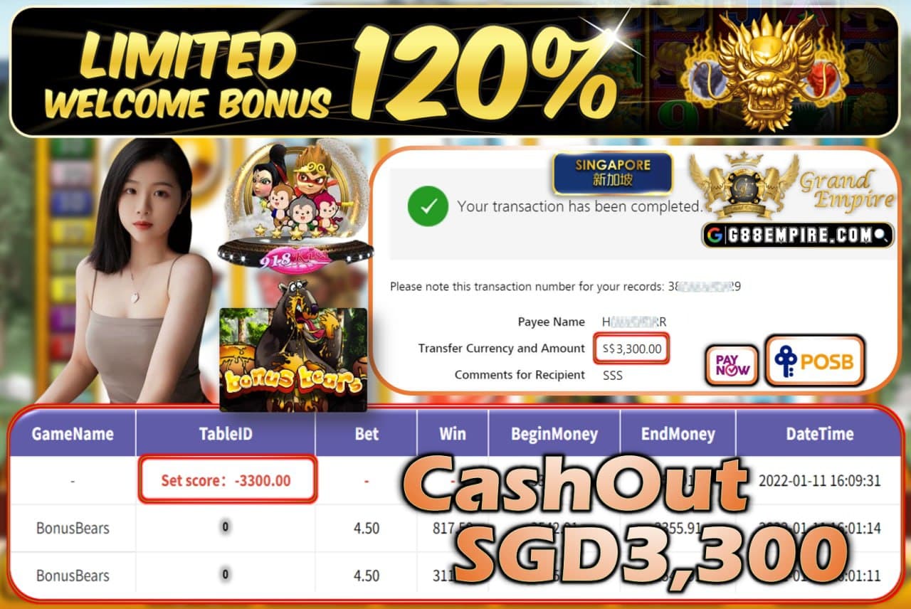 918KISS - BONUSBEARS CASHOUT SGD3.300 !!!