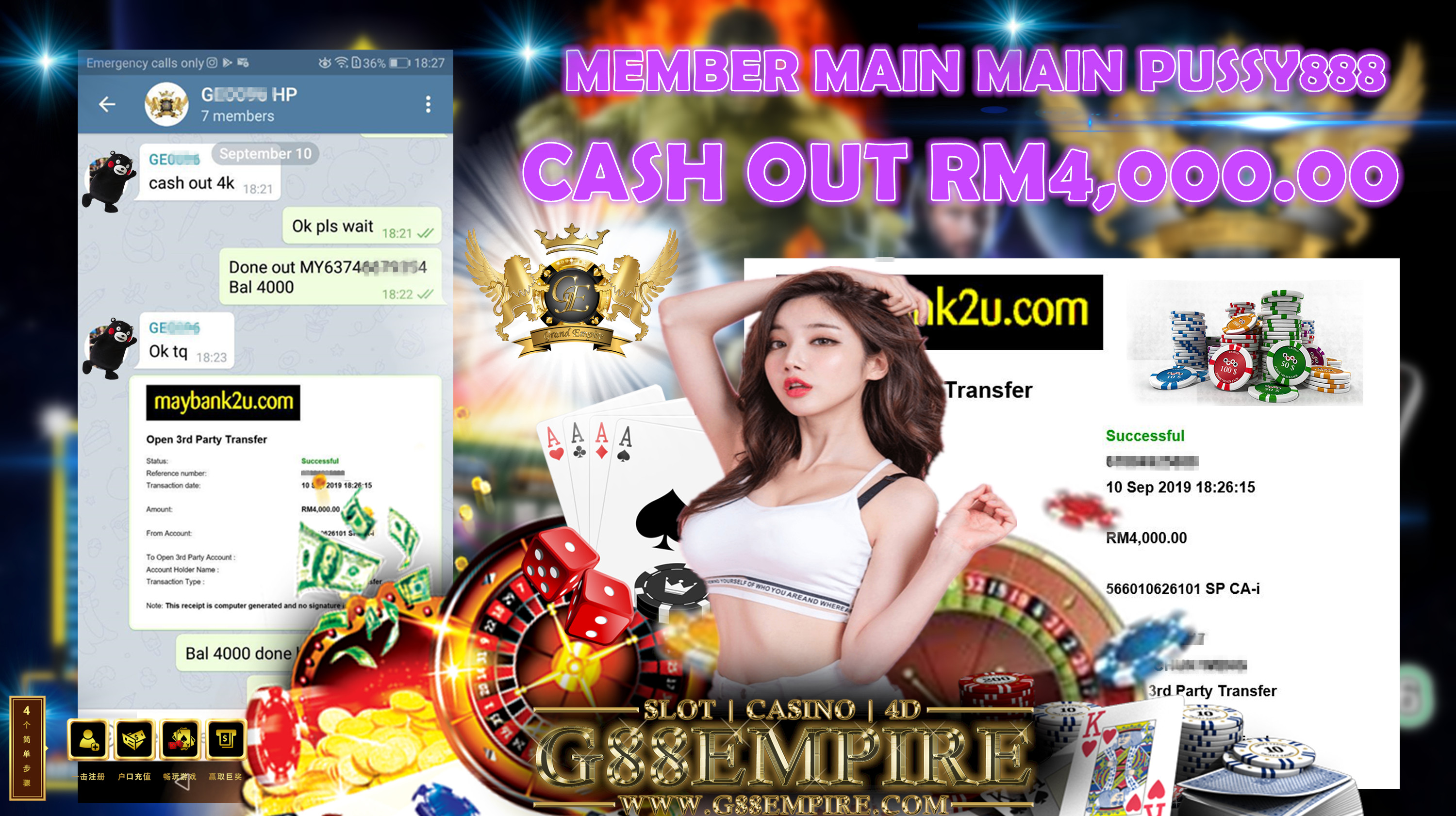 PUSSY888 CASH OUT RM4000!!!