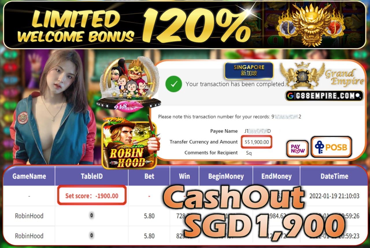 918KISS - ROBINHOOD CASHOUT SGD1.900 !!!