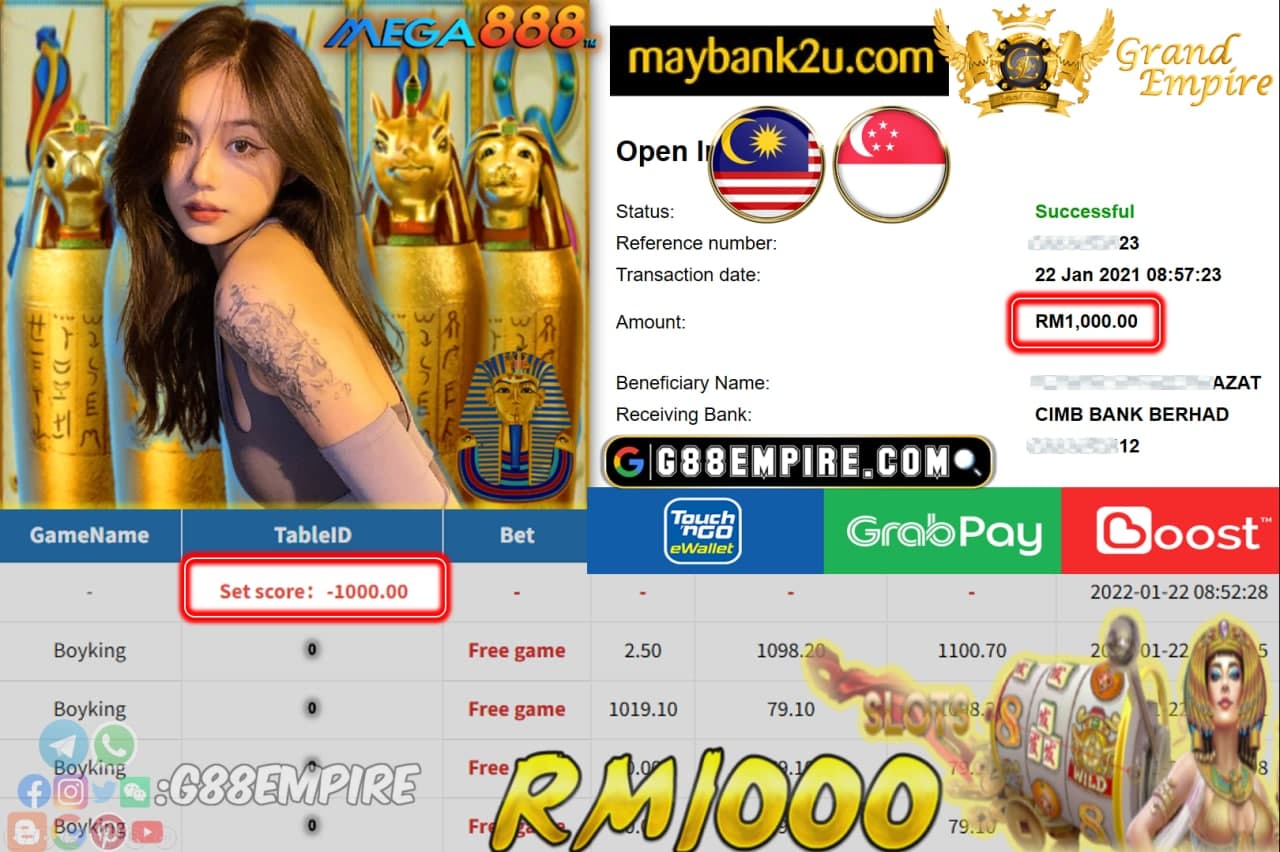 MEGA888 - BOYKING  CUCI RM1,000 !!!