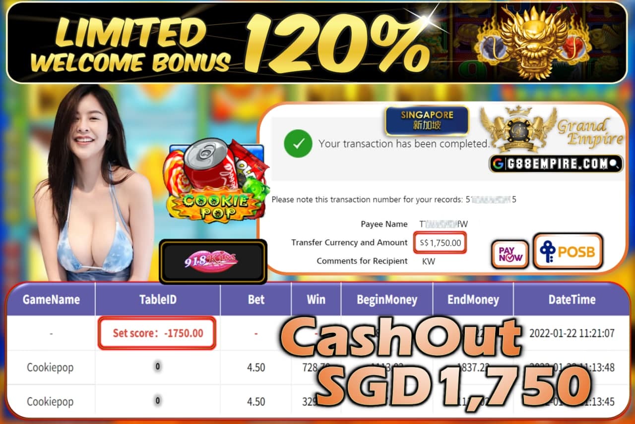 918KISS - COOKIEPOP CASHOUT SGD1.750 !!!