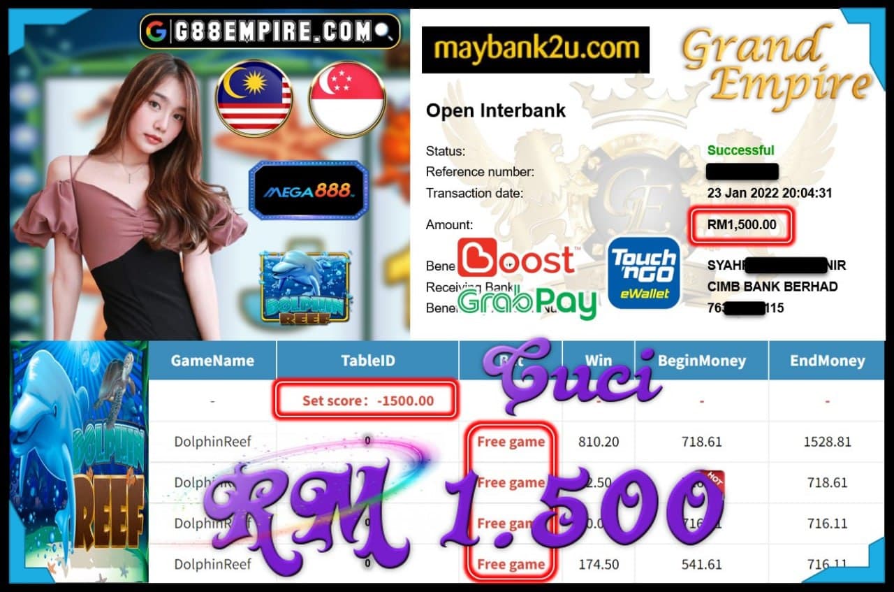 MEGA888 - DOLPHINREEF CUCI RM1,500 !!!