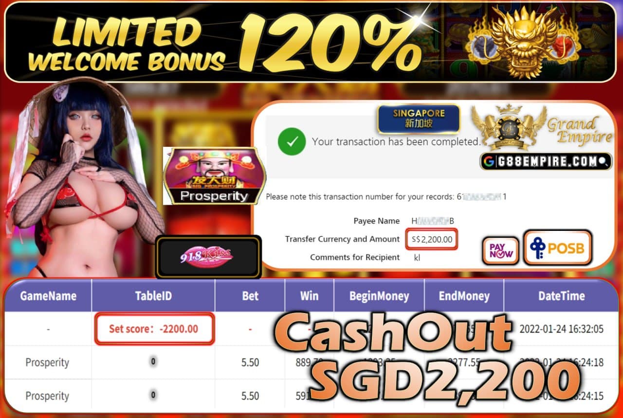 918KISS - PROSPERITY CASHOUT SGD2.200 !!!