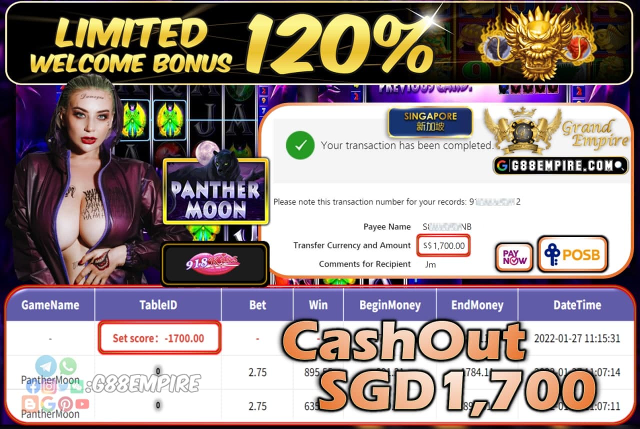 918KISS - PANTHERMOON CASHOUT SGD1.700 !!!