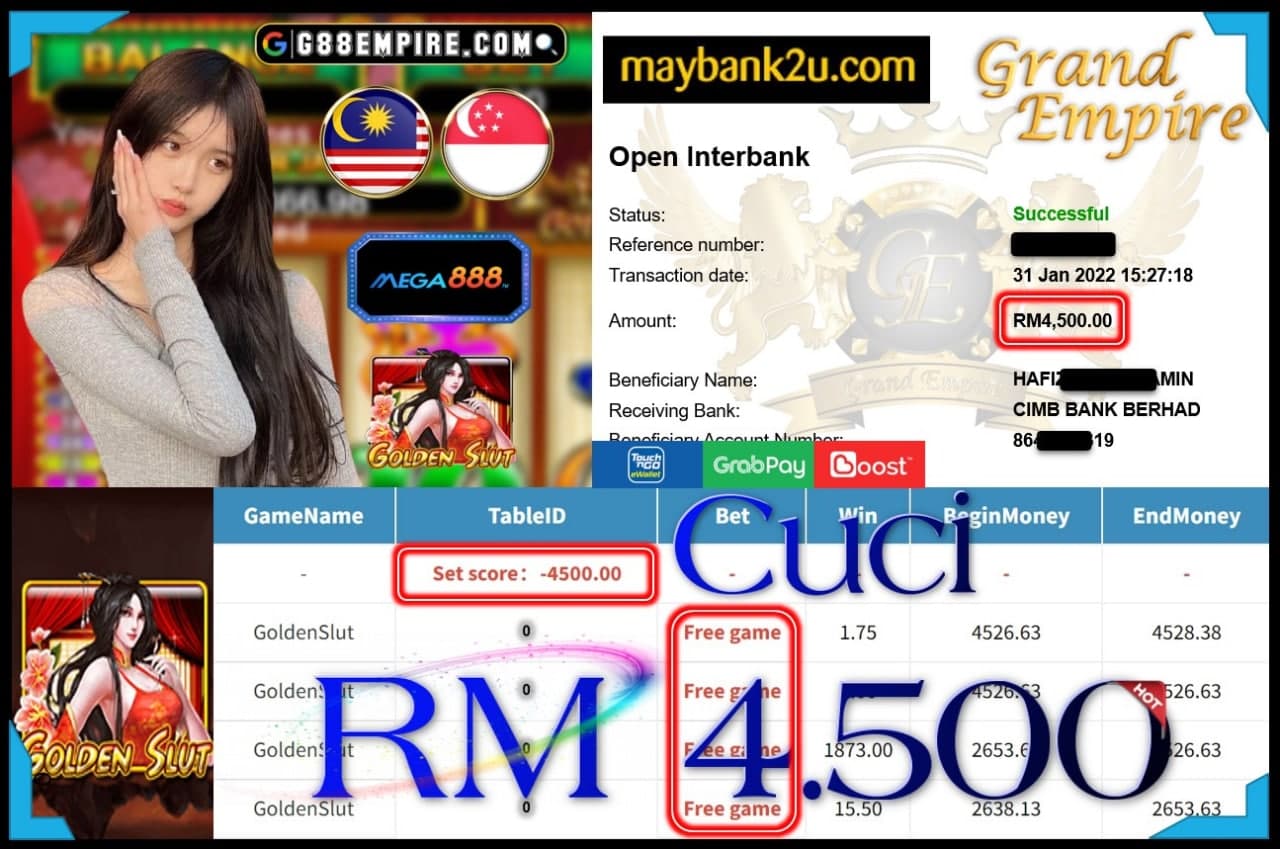 MEGA888 - GOLDEN SLUT CUCI RM4,500 !!!