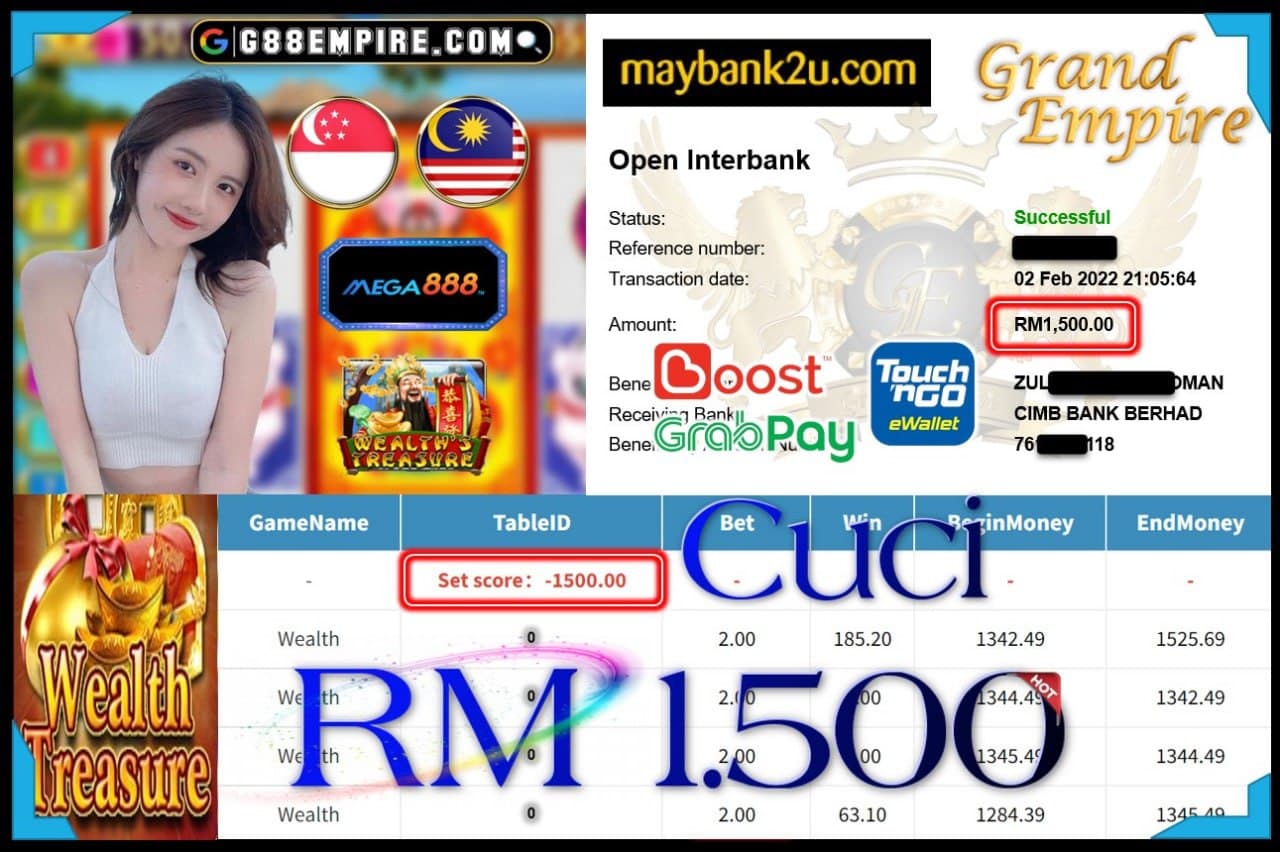 MEGA888 - WEALTH CUCI RM1,500 !!!