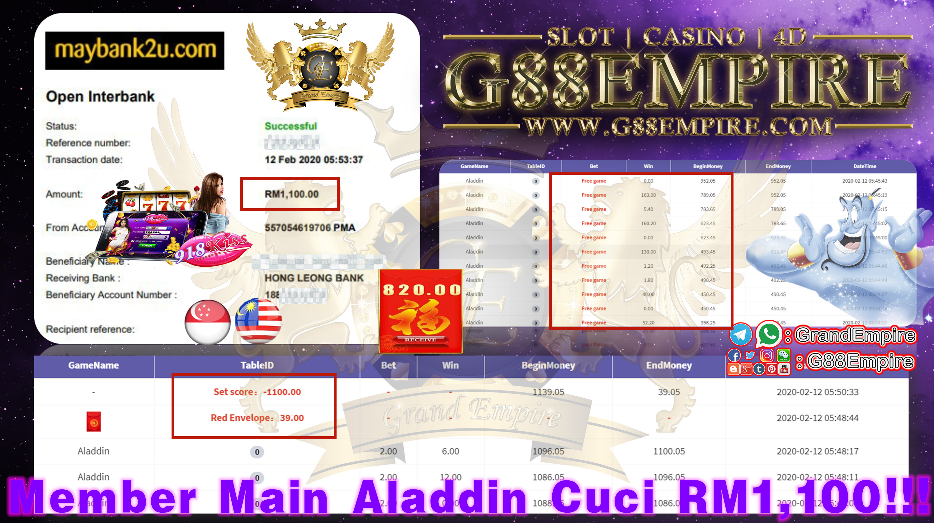 MEMBER MAIN ALADDIN CUCI RM1,100!!!