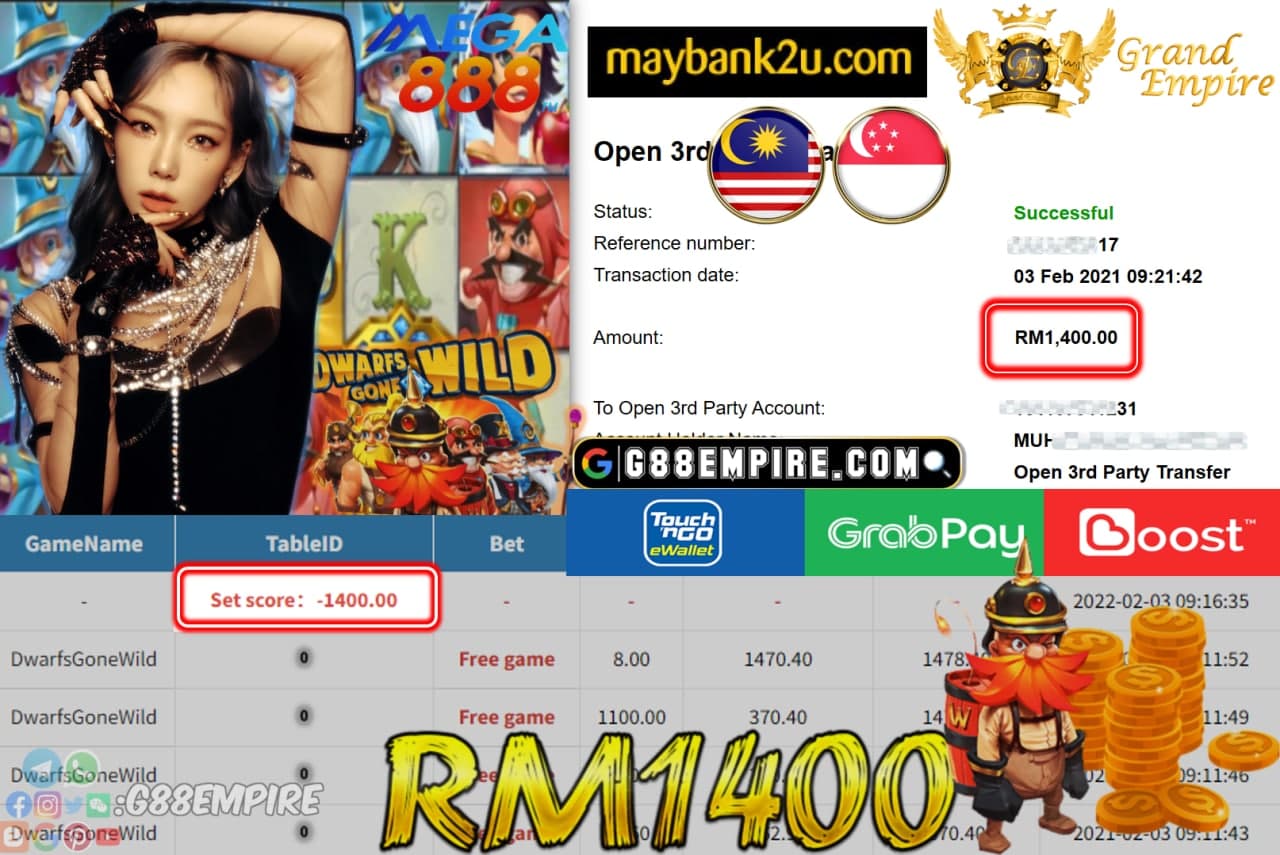 MEGA888 - DWARFSGONEWILD CUCI RM1,400 !!!