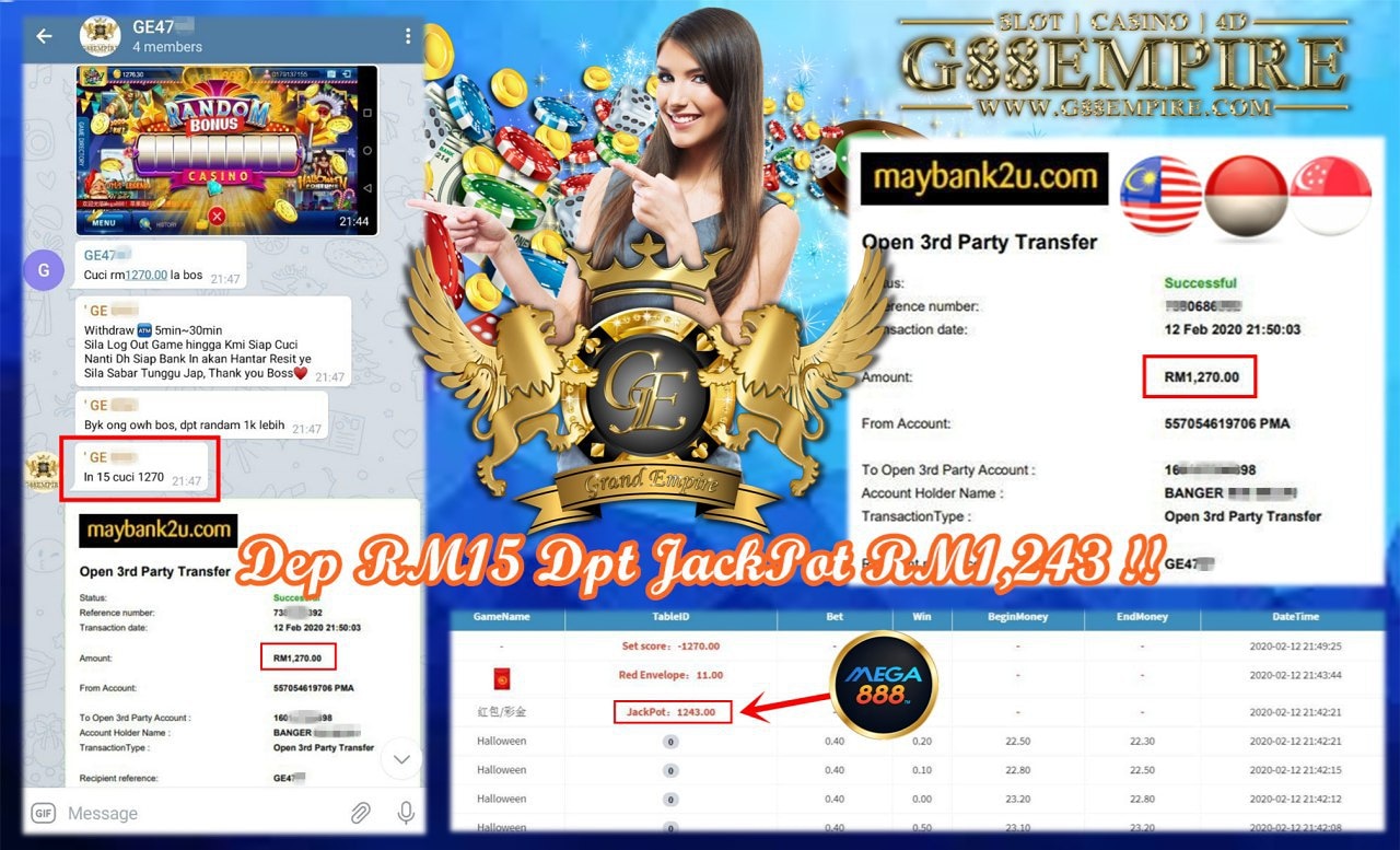 MEMBER MAIN MEGA DPT JACKPOT RM1,243 !!!