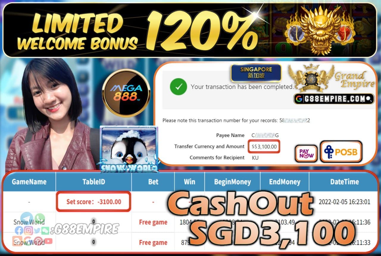 PUSSY888 - SNOWWORLD CASHOUT SGD3.100 !!!