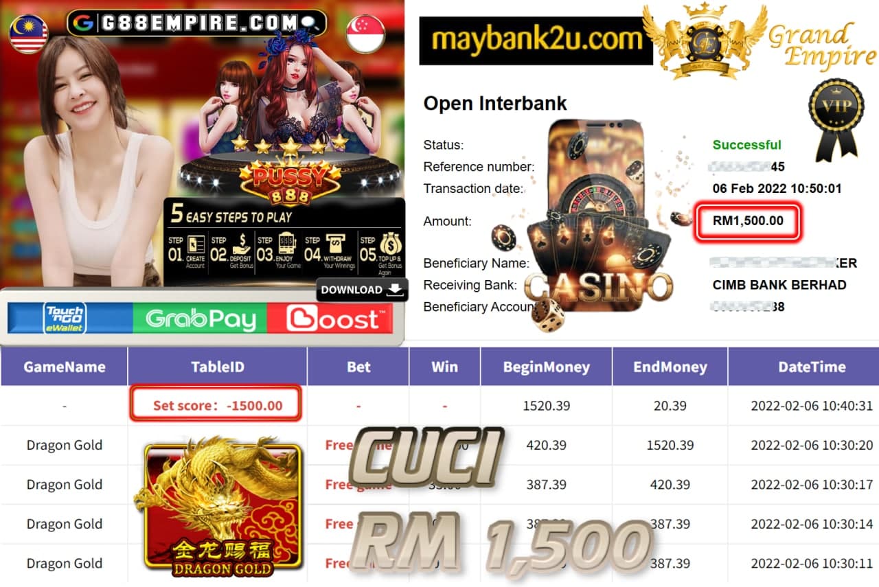 PUSSY888 - DRAGONGOLD CUCI RM1,500 !!!
