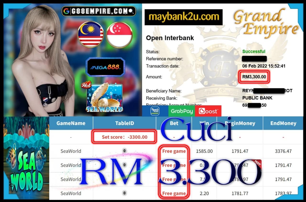 MEGA888 - SEAWORLD CUCI RM3,300 !!!