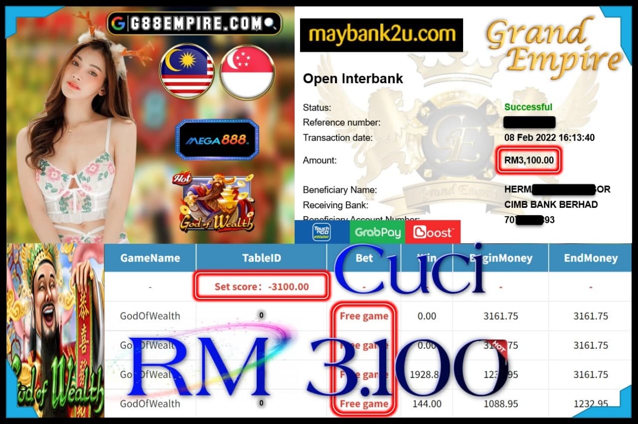 MEGA888 - GODOFWEALTH CUCI RM3,100 !!!