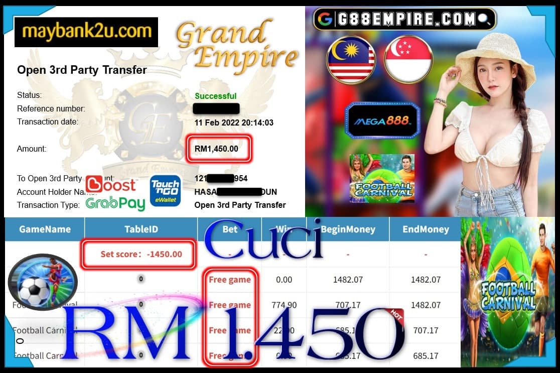 MEGA888 - FOOTBALL CUCI RM1,450 !!!