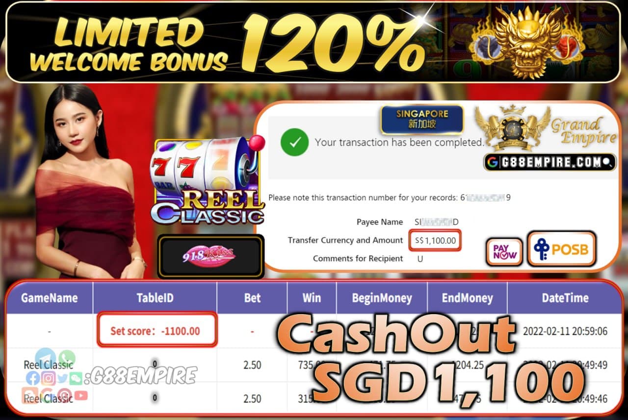 918KISS - REELCLASSIC CASHOUT SGD1.100 !!!