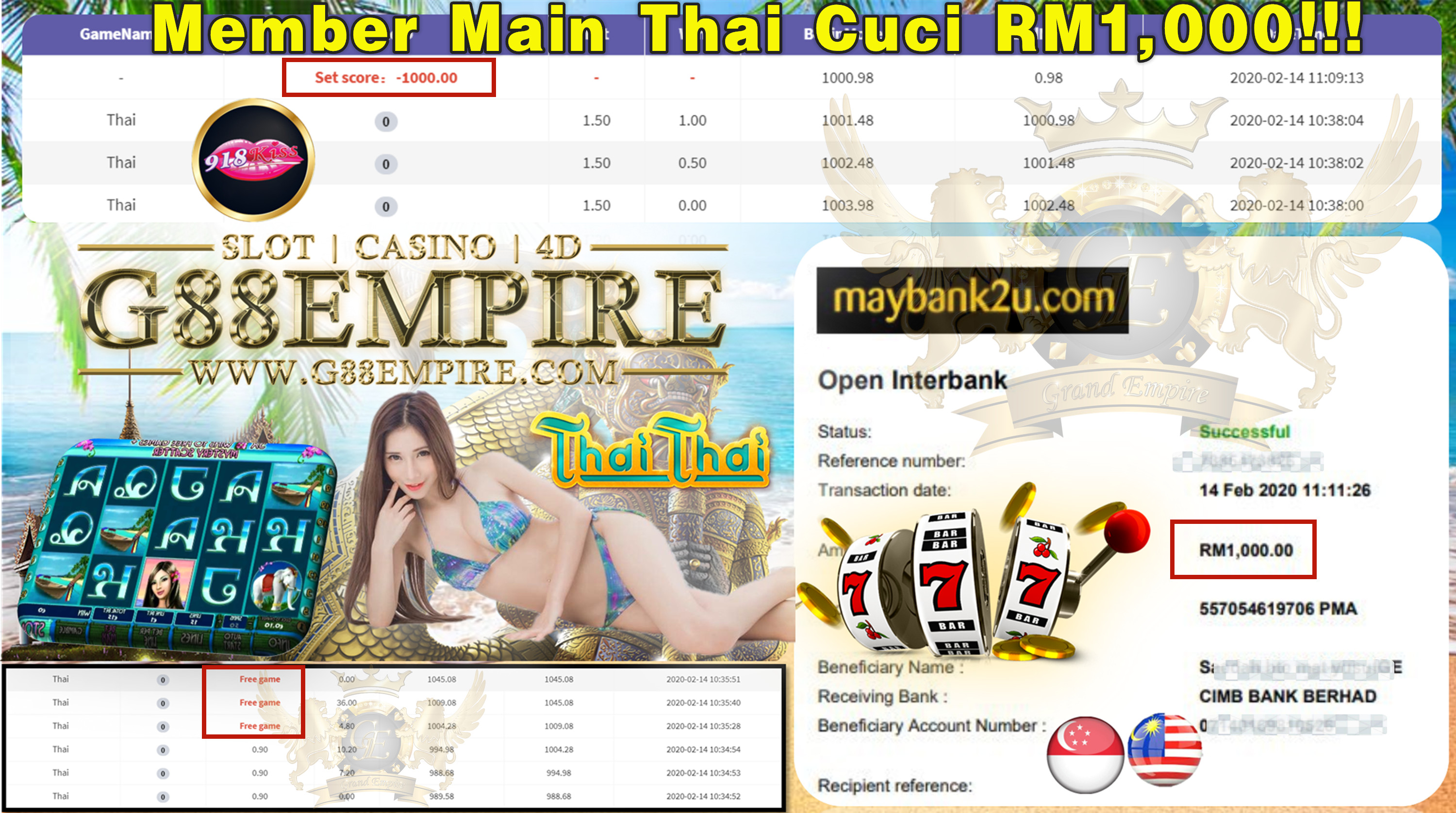 MEMBER MAIN THAI CUCI RM1,000!!!