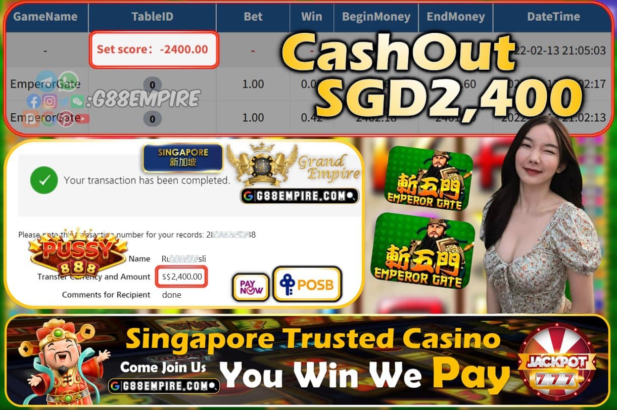 PUSSY888 - EMPERORGATE CASHOUT SGD2400 !!!