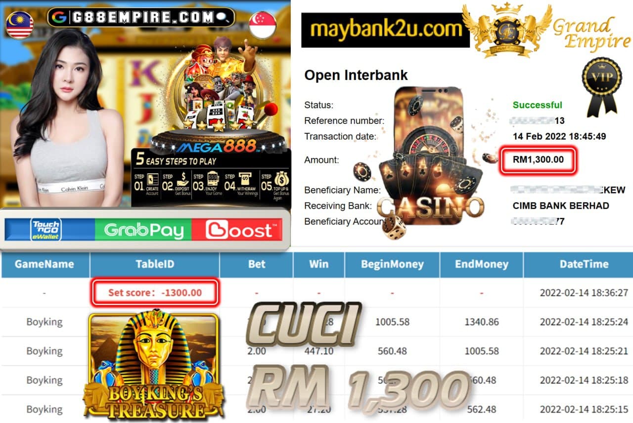 MEGA888 - BOYKING CUCI RM1,300 !!!