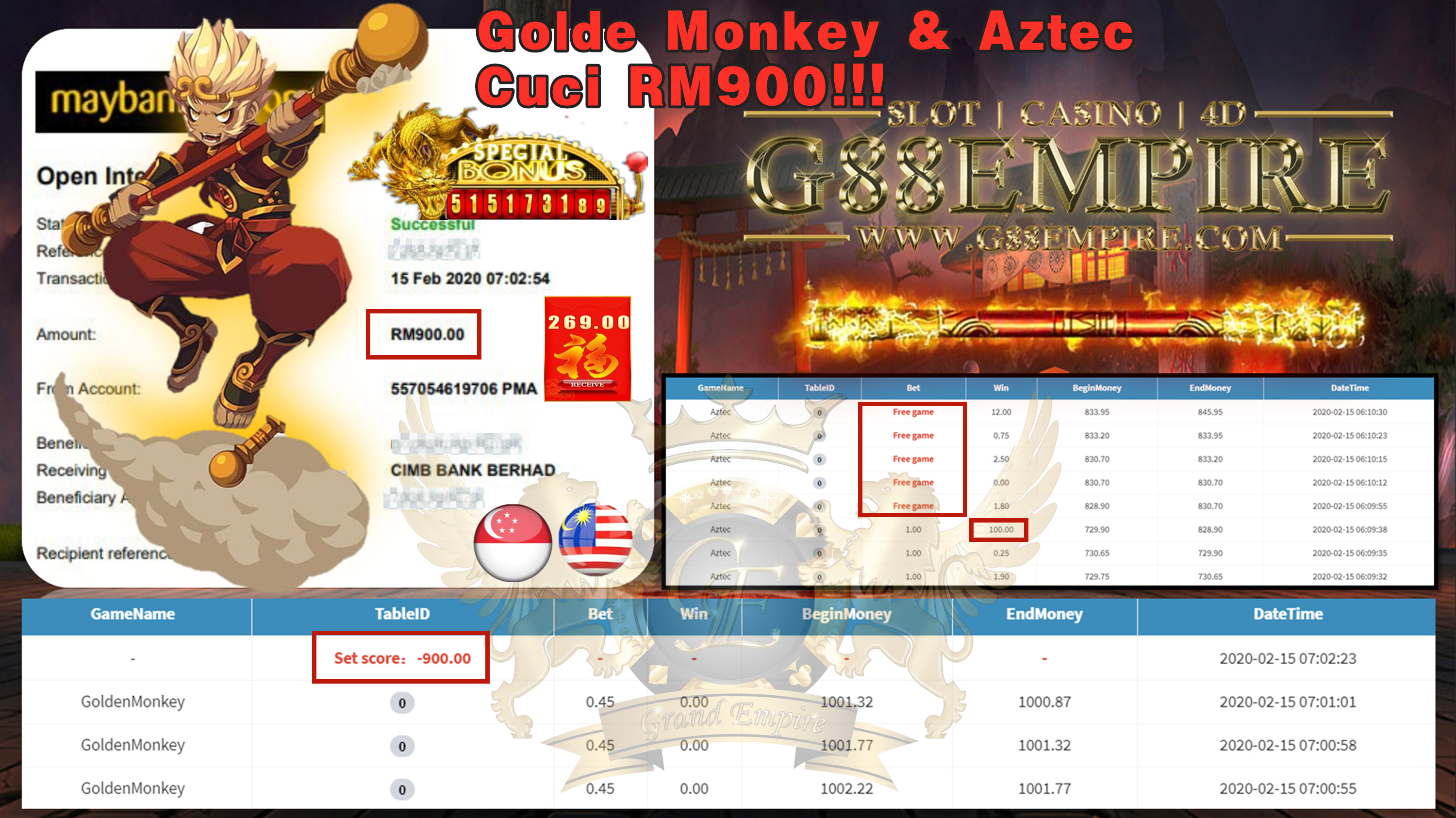 MEMBER MAIN GOLDEN MONKEY CUCI RM900!!!