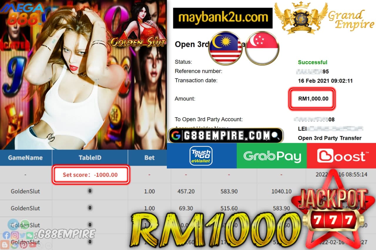 MEGA888 - GOLDENSLUT CUCI RM1,000 !!!