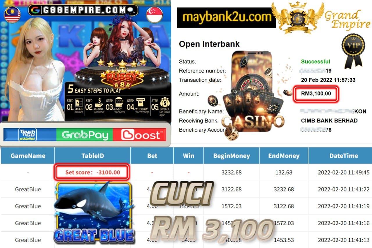 PUSSY888 - GREATBLUE CUCI RM3,100 !!!