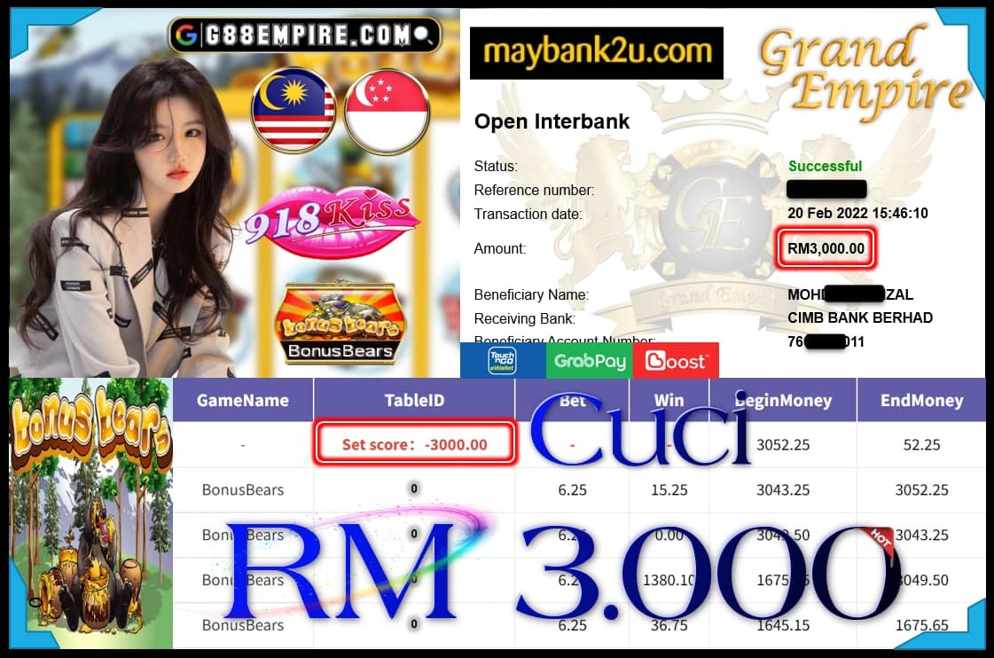 918KISS ORI - BONUS BEARS CUCI RM3,000 !!!