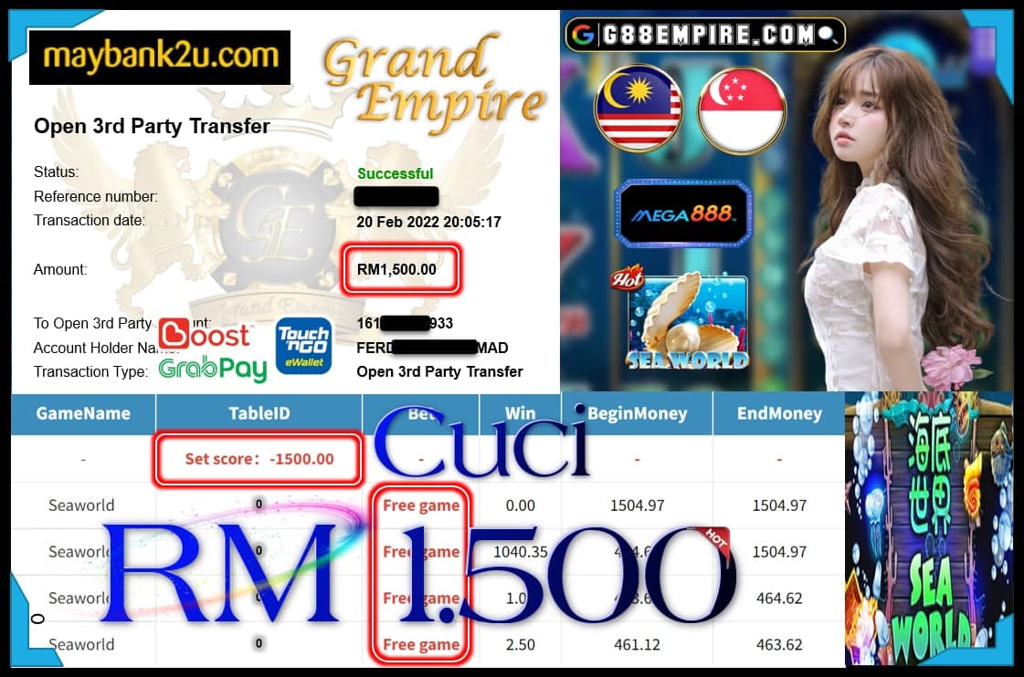 MEGA888 - SEAWORLD CUCI RM1,500 !!!