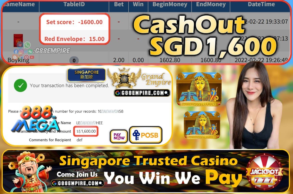 MEGA888 - BOYKING CASHOUT SGD1600 !!!