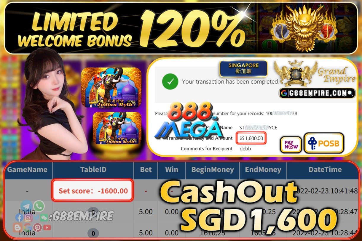 MEGA888 - INDIA CASHOUT SGD1600 !!!