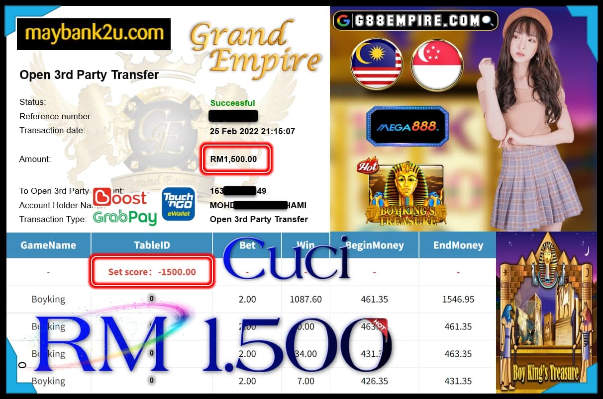 MEGA888 - BOYKING CUCI RM1,500 !!!