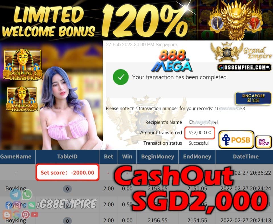 MEGA888 - BOYKING CASHOUT SGD2000 !!!