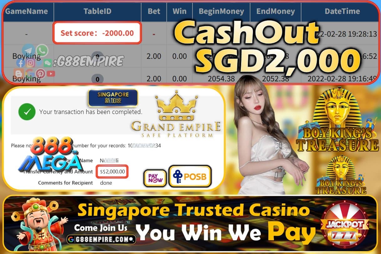 MEGA888 - BOYKING CASHOUT SGD2000 !!!