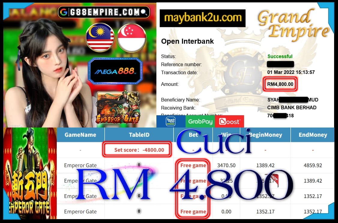 MEGA888 - EMPERORGATE CUCI RM4,800 !!!