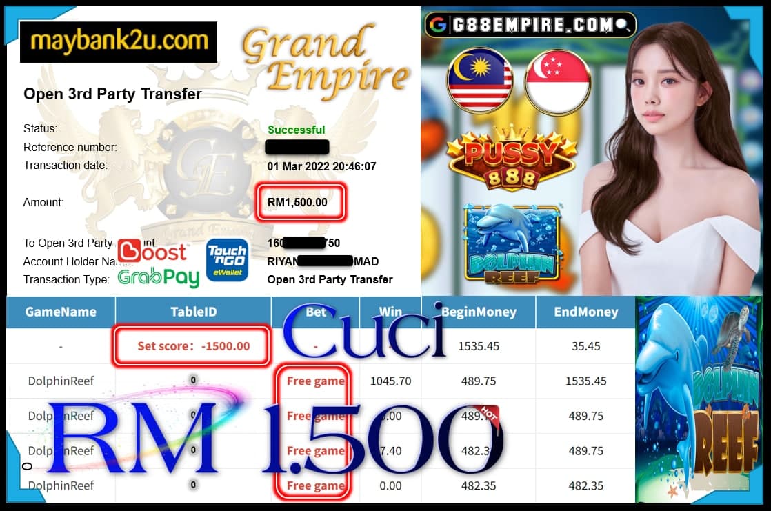 PUSSY888 - DOLPHINREEF CUCI RM1,500 !!!